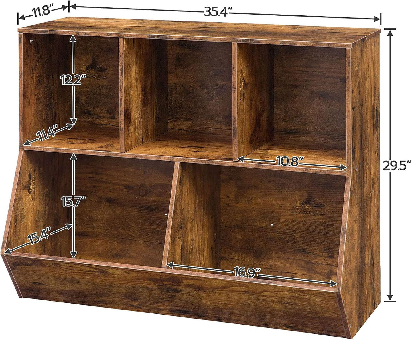 Kids Bookshelf, Bookcase Footboard, Toy Storage Cubby, 35.4" L