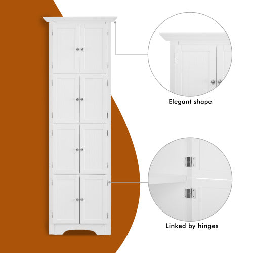 High Storage Cabinet With Door And 4 Shelves, Suitable For Living