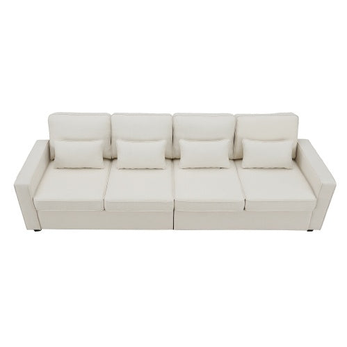 Seater Modern Linen Fabric Sofa With Armrest Pockets And 4