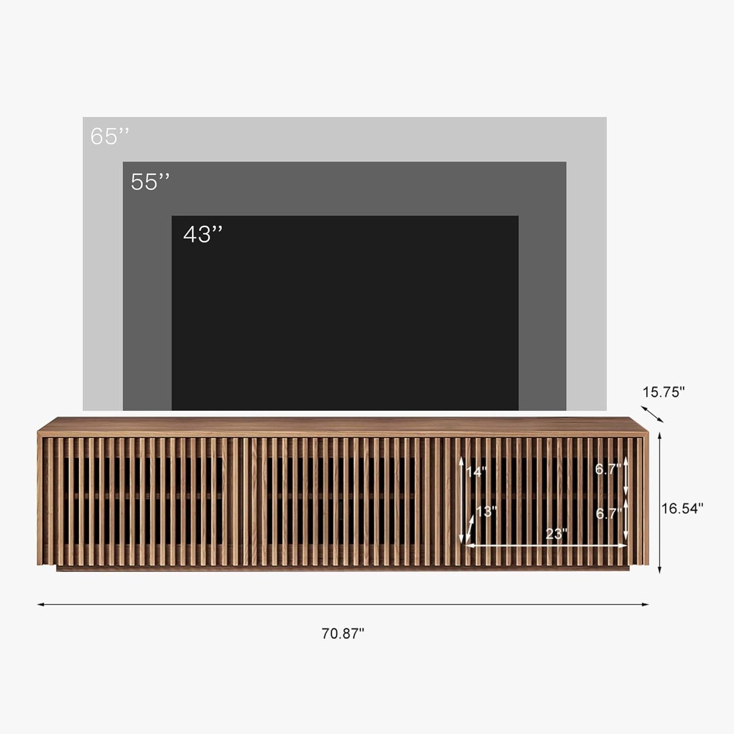 Mid Century Modern TV Stand, Solid Wood Media Console for 65 Inch TV,