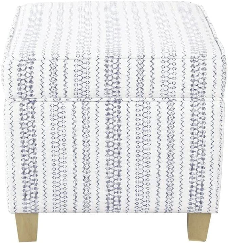 Blue Stripe Ottoman with Storage for Home Decor