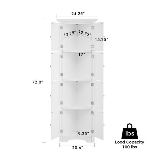 High Storage Cabinet With Door And 4 Shelves, Suitable For Living
