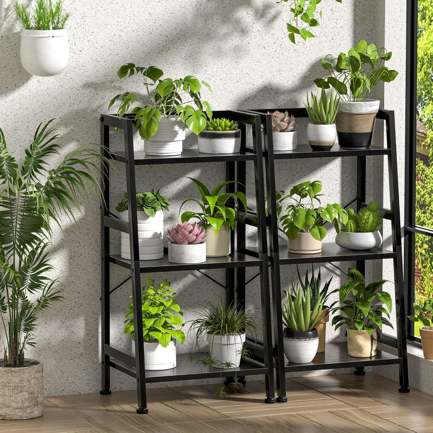 3-Tier Bookshelf, Ladder Shelf, Stand up Shelves, Industrial Bookcase