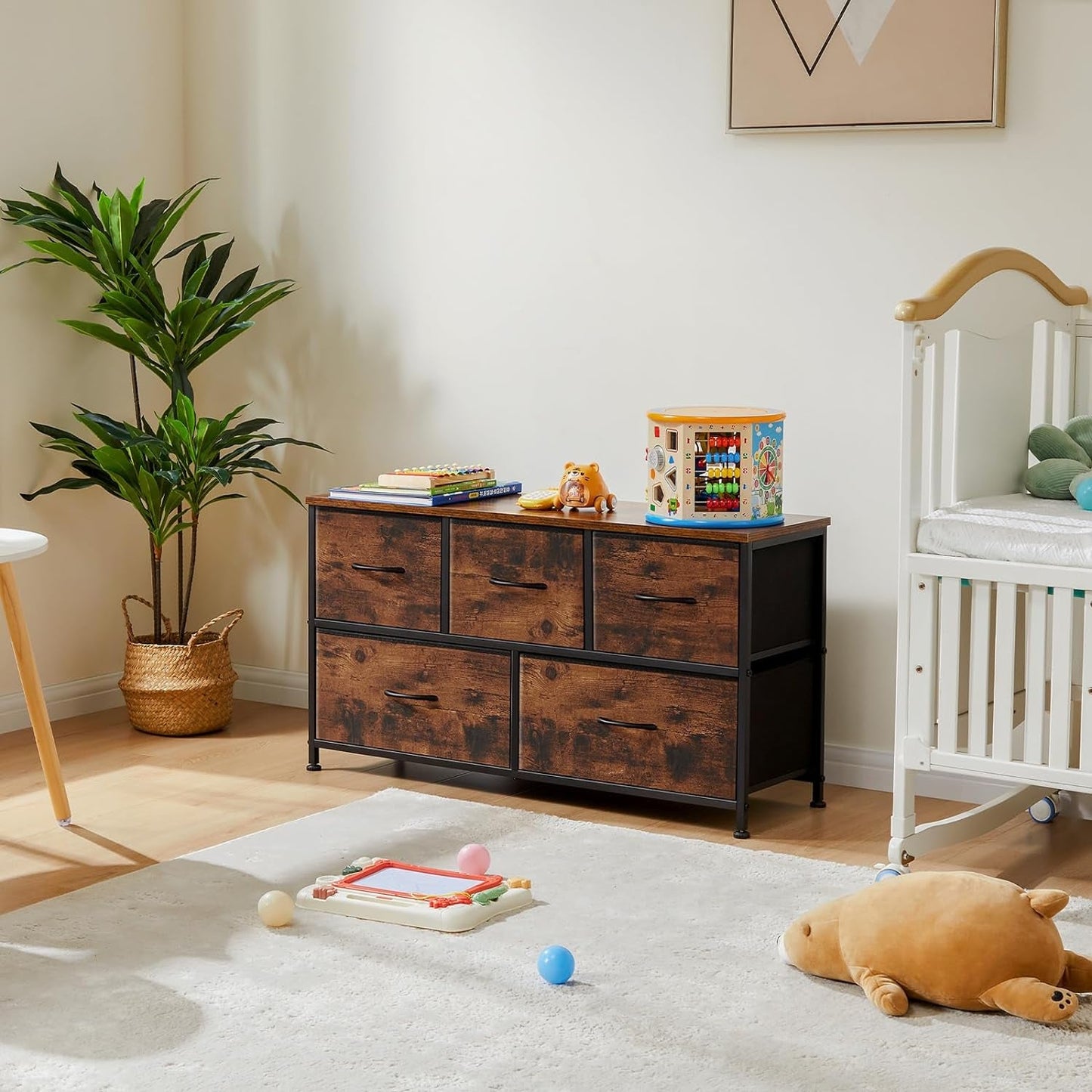 Dresser for Bedroom with 5 Drawers, Wide Chest of Drawers, Fabric