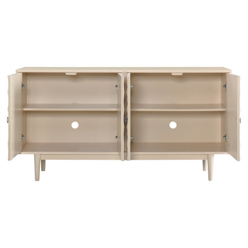 Modern 4-door Sideboard With Convex Doors And 2 Silver Handles For