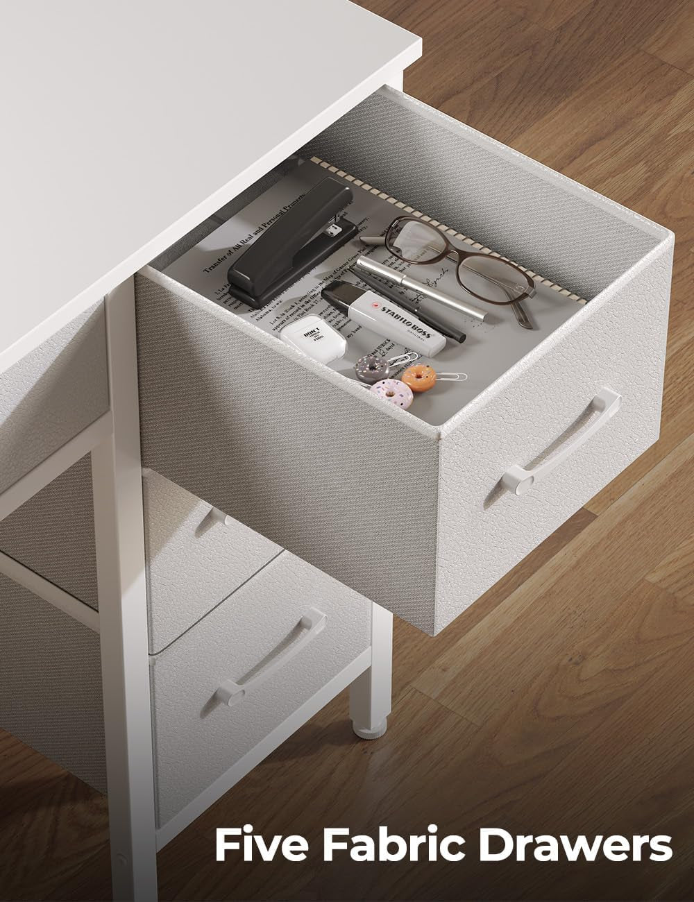 Computer Desk with Power Outlets & LED Light, 39 Inch Home Office Desk