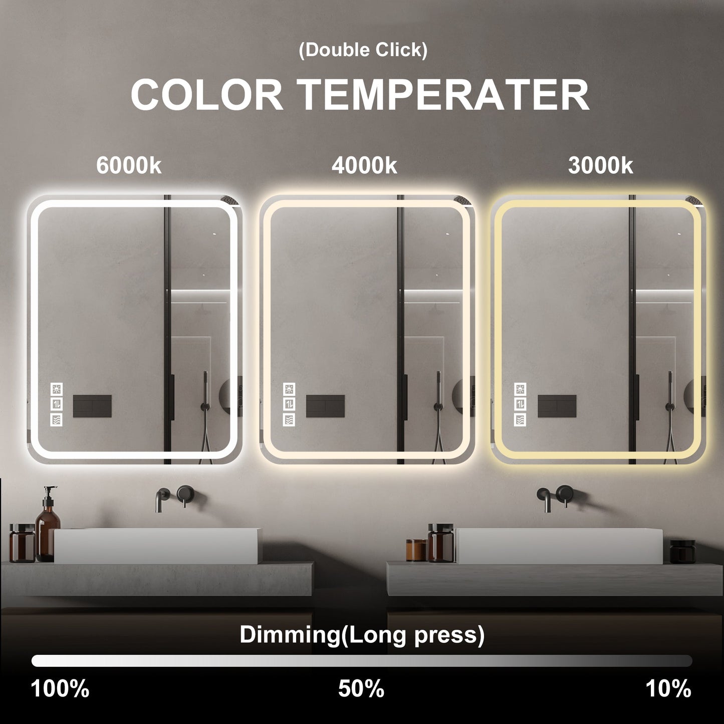 40x32 Inch LED Bathroom Mirror Vanity Mirrors with Front Lights Wall