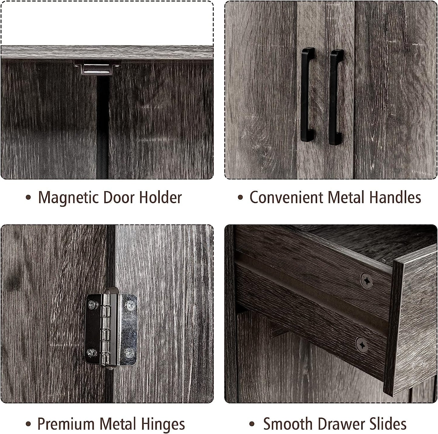 Gray Entryway Cupboard Sideboard Storage Cabinet with Drawers