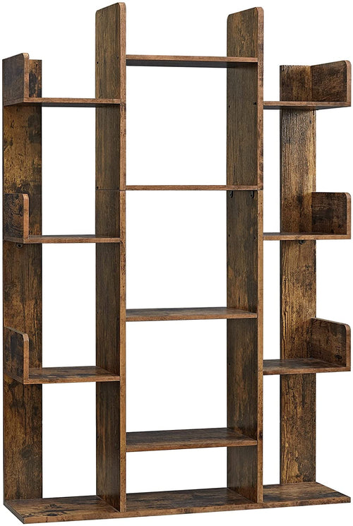 Bookshelf, Tree-Shaped Bookcase with 13 Storage Shelves, Rounded