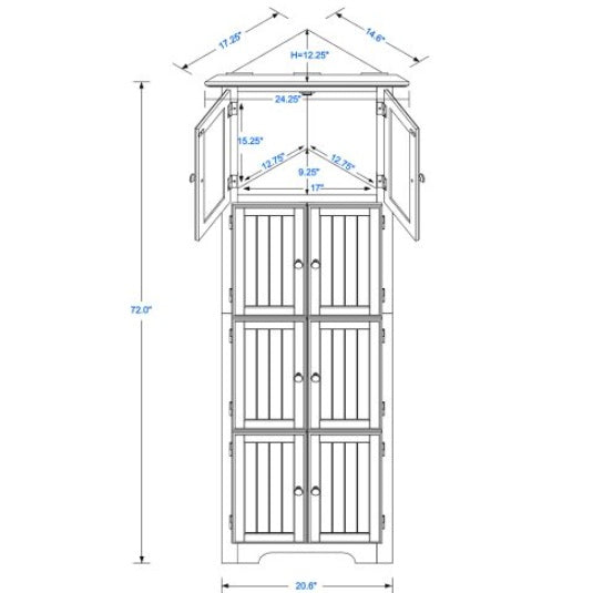 High Storage Cabinet With Door And 4 Shelves