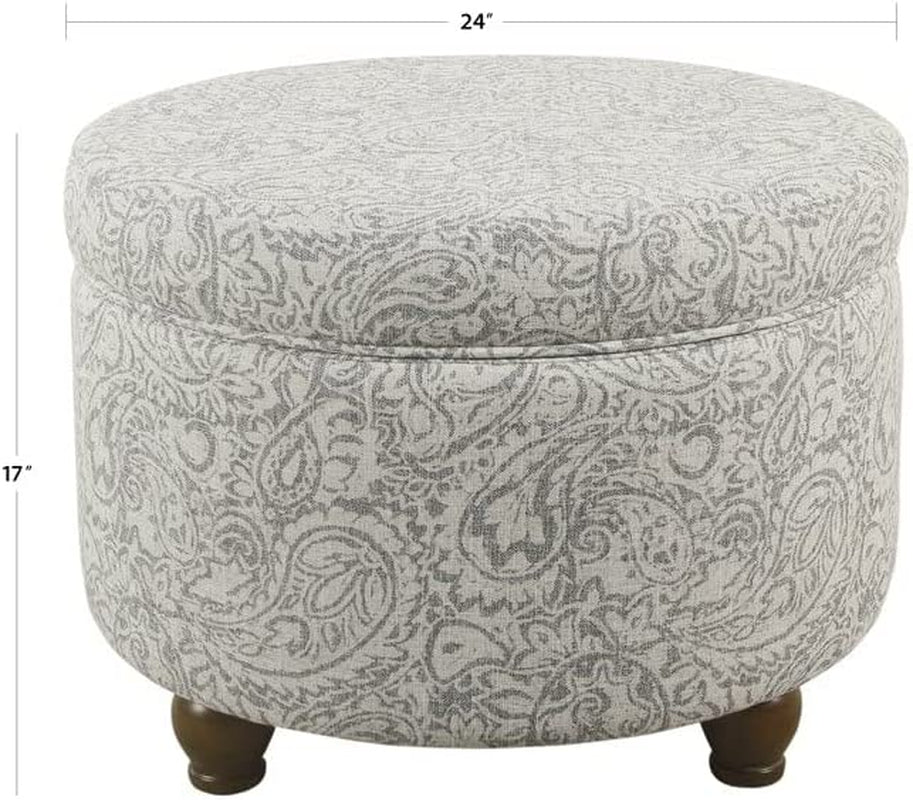 Gray Floral Storage Ottoman for Home Decor
