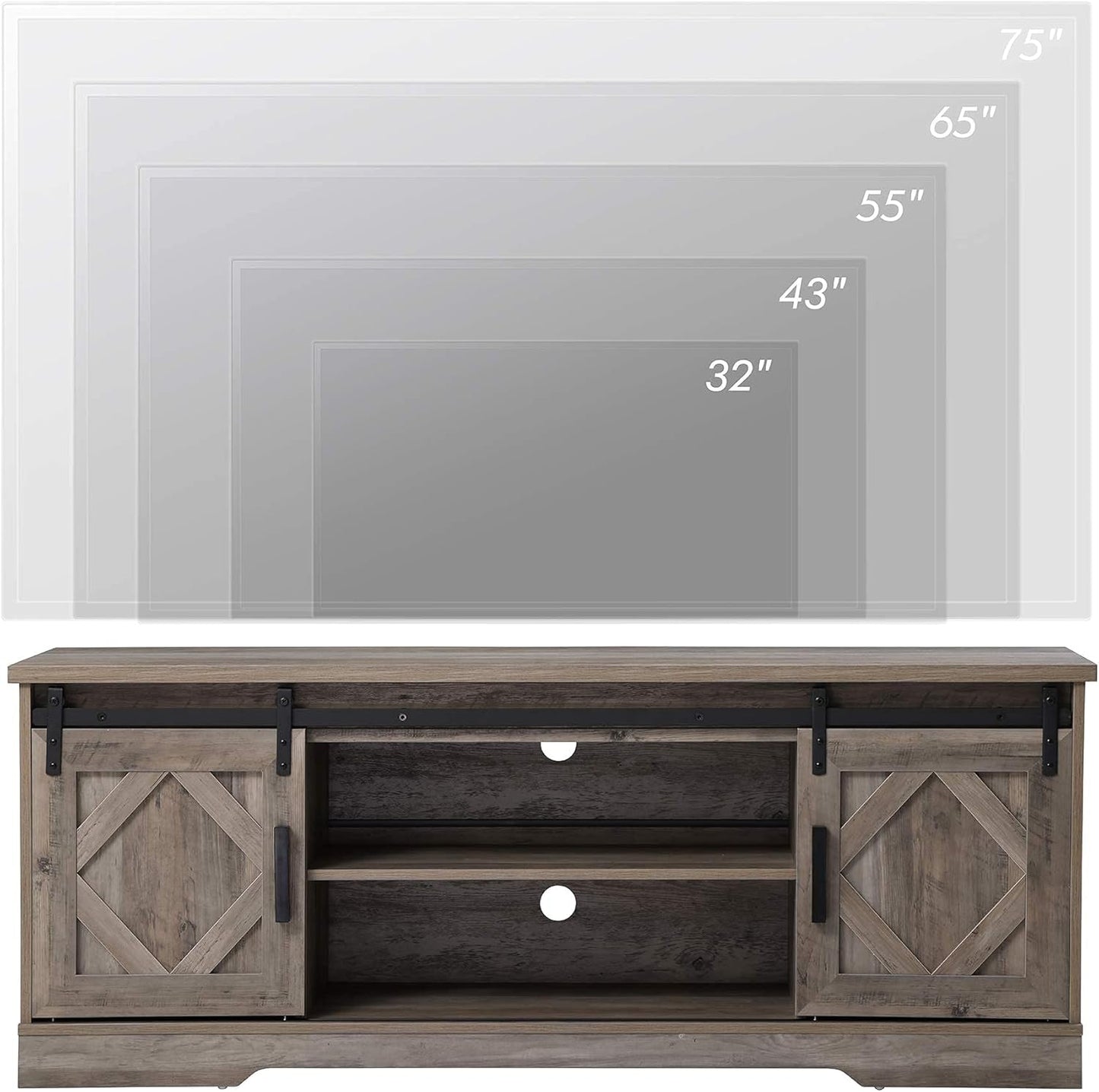Farmhouse Sliding Barn Door TV Stand for Tvs up to 65 Inch, Modern