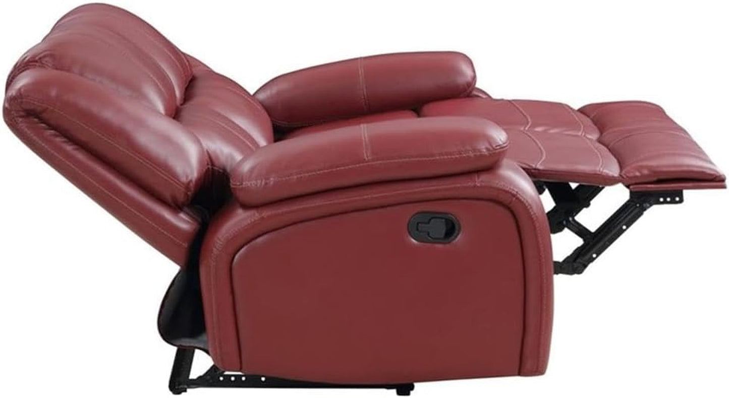 Red Faux Leather Reclining Loveseat rana