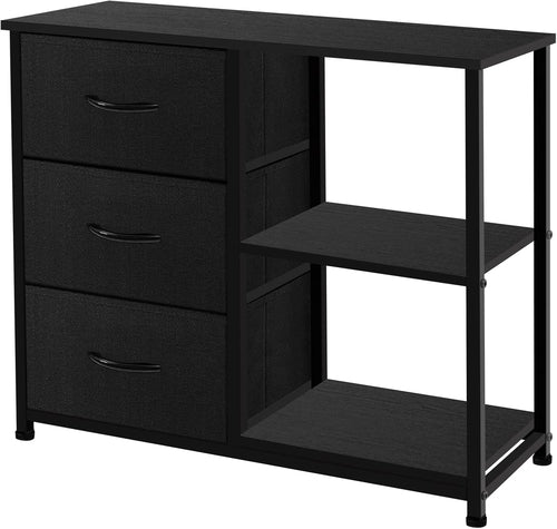 Rustic Brown Fabric Dresser, 4 Drawer Organizer Unit with 2 Shelves,