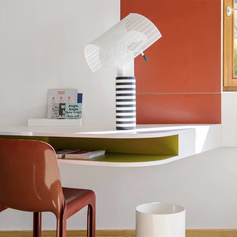 Elegant Monochrome Stripes Contemporary Artistic Table Lamp Modern