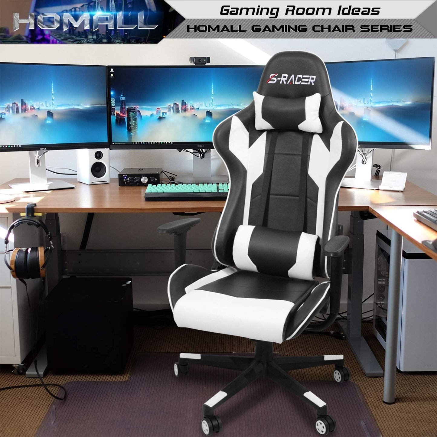 Gaming Chair, Office Chair High Back Computer Chair Leather Desk Chair