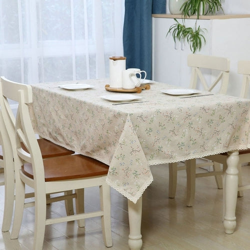 Flower Rectangular Table Cloth Cotton