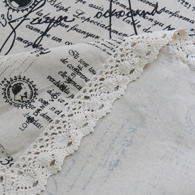 Letter Print Decorative Table Cloth Linen