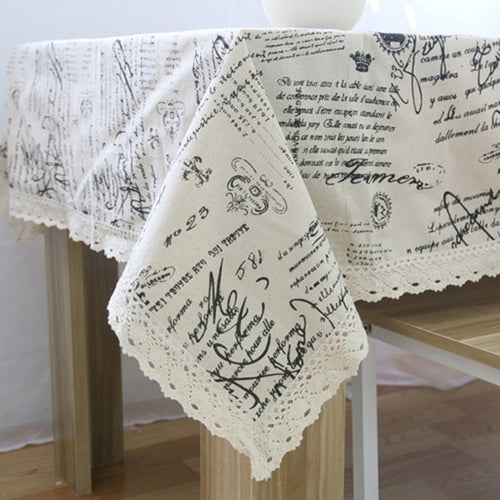 Letter Print Decorative Table Cloth Linen
