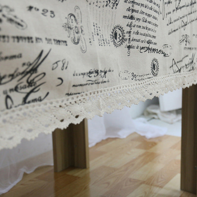 Letter Print Decorative Table Cloth Linen