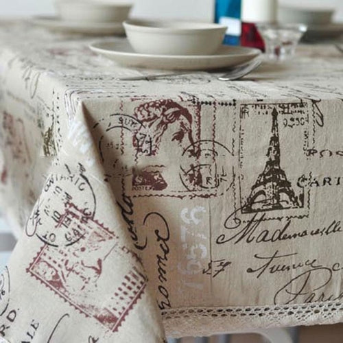 Tower Print Decorative Table Cloth Cotton