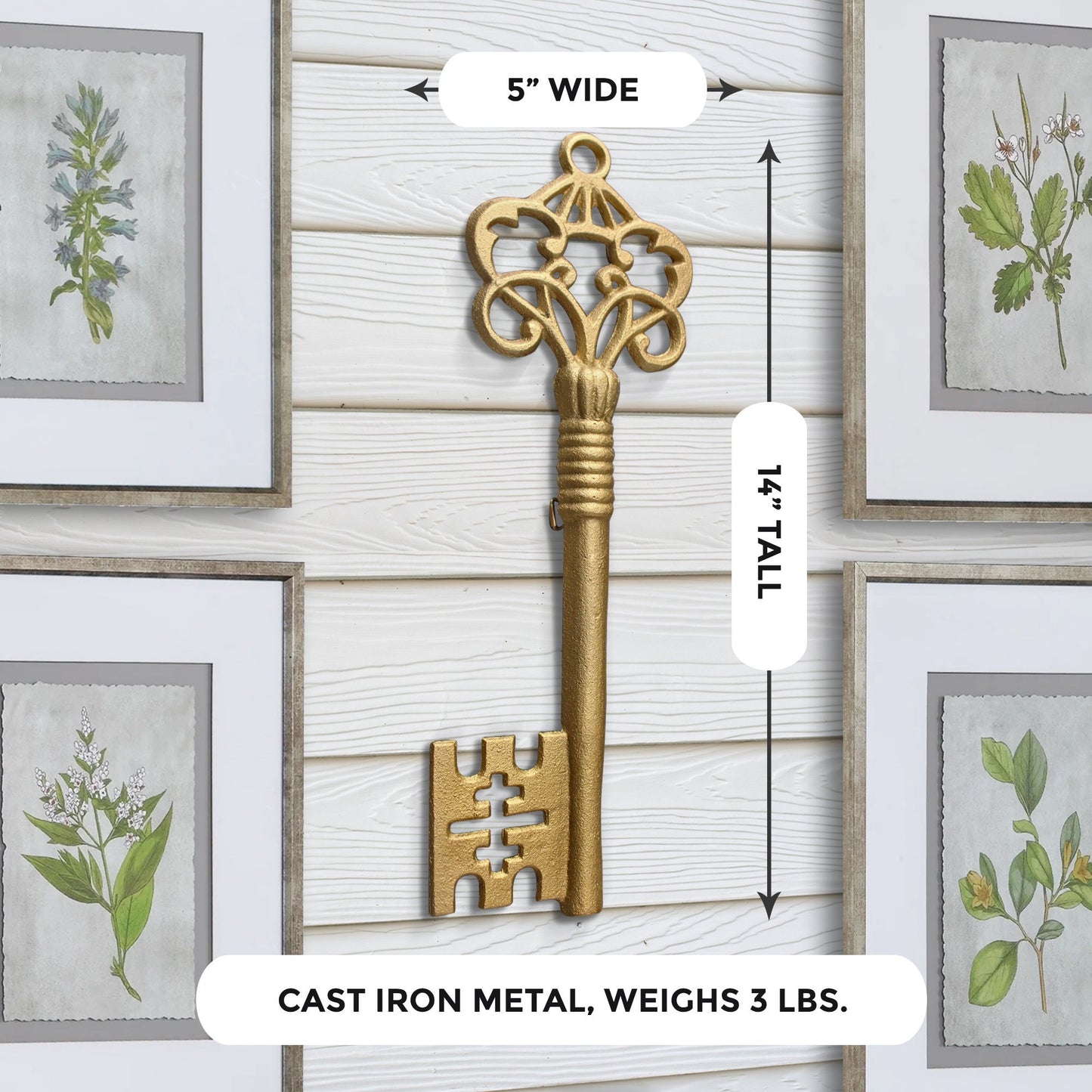 Gold Skeleton Key, 14"