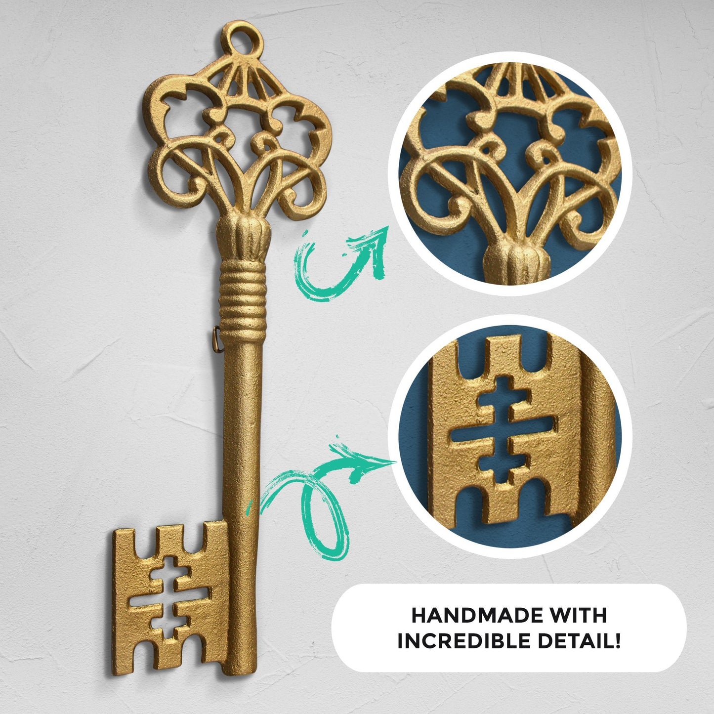 Gold Skeleton Key, 14"
