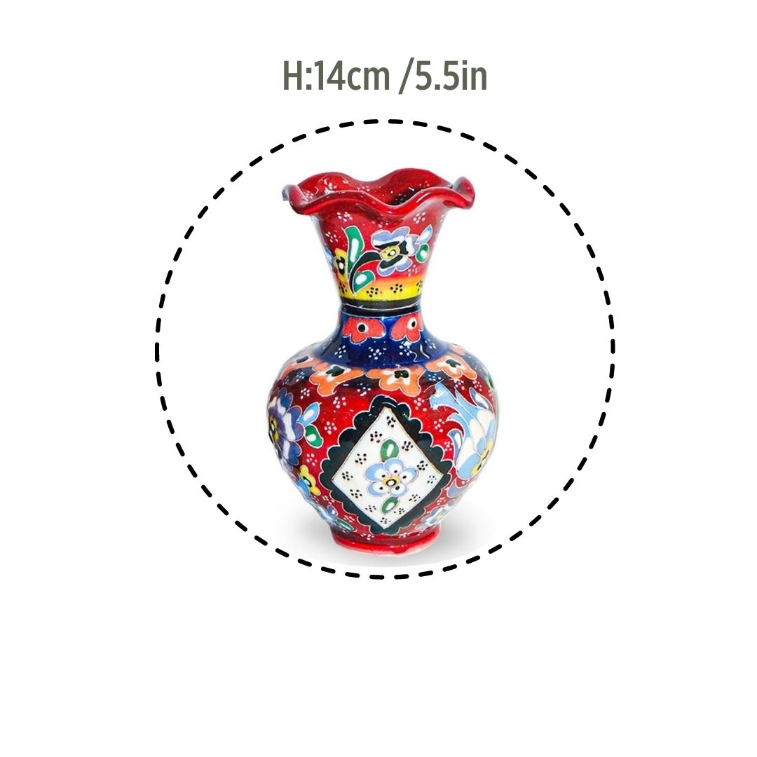 Handmade Ceramic Vase – Iznik, Red Floral – 23cm