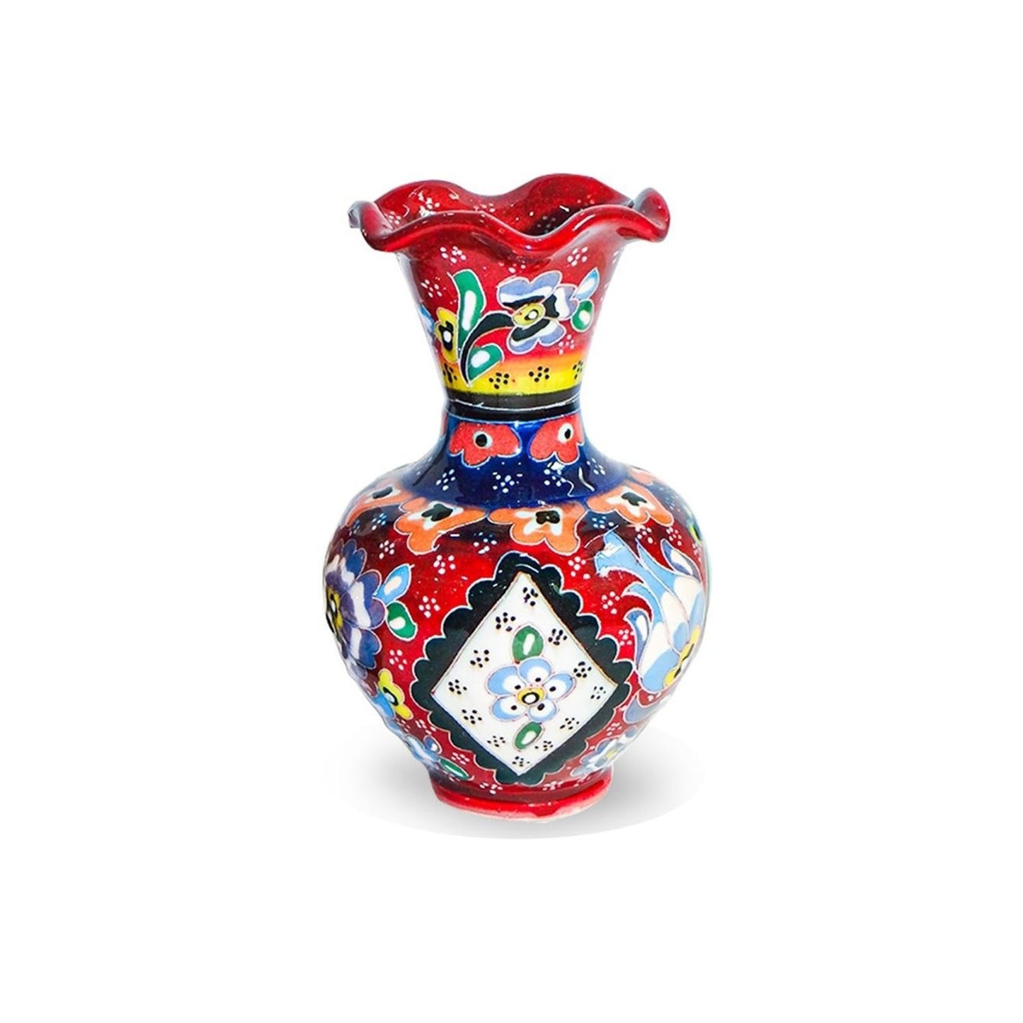 Handmade Ceramic Vase – Iznik, Red Floral – 23cm