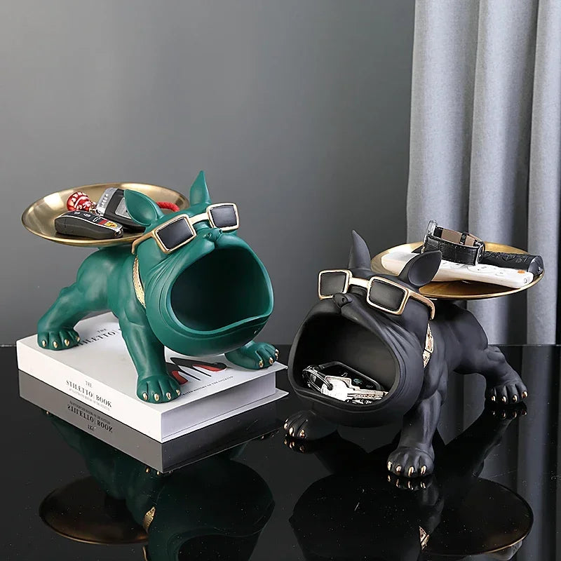 30cm/11.8inch Home Decor Bulldog Figurine Dog Statue Key Storage Box