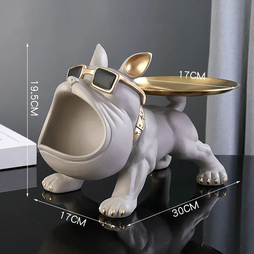 30cm/11.8inch Home Decor Bulldog Figurine Dog Statue Key Storage Box