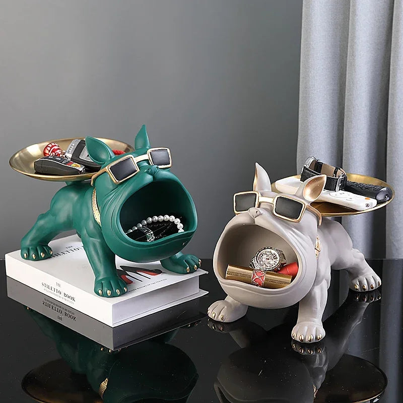 30cm/11.8inch Home Decor Bulldog Figurine Dog Statue Key Storage Box