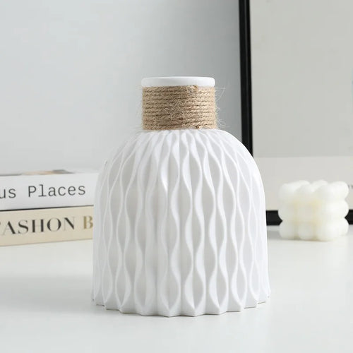 1PC Pineapple Pattern Twine Imitation Ceramic Plastic Vase Simple