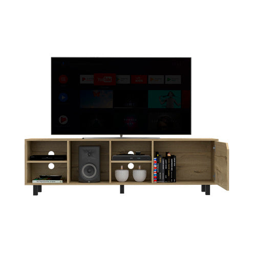 TV Stand For TVs Up 70 Estocolmo, Four Open Shelves, Light Oak Finish