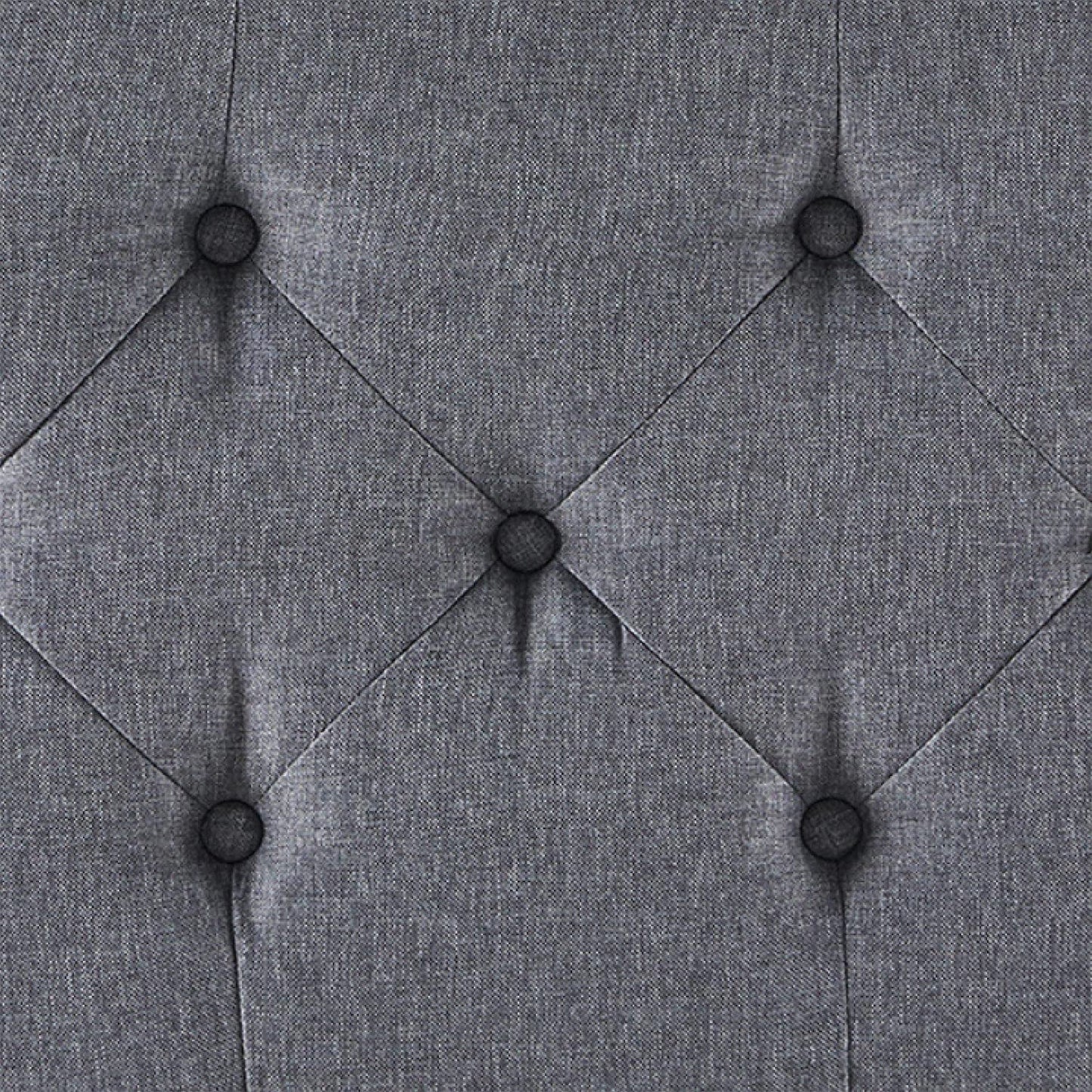 Button-Tufted Ottoman with Storage - Grey