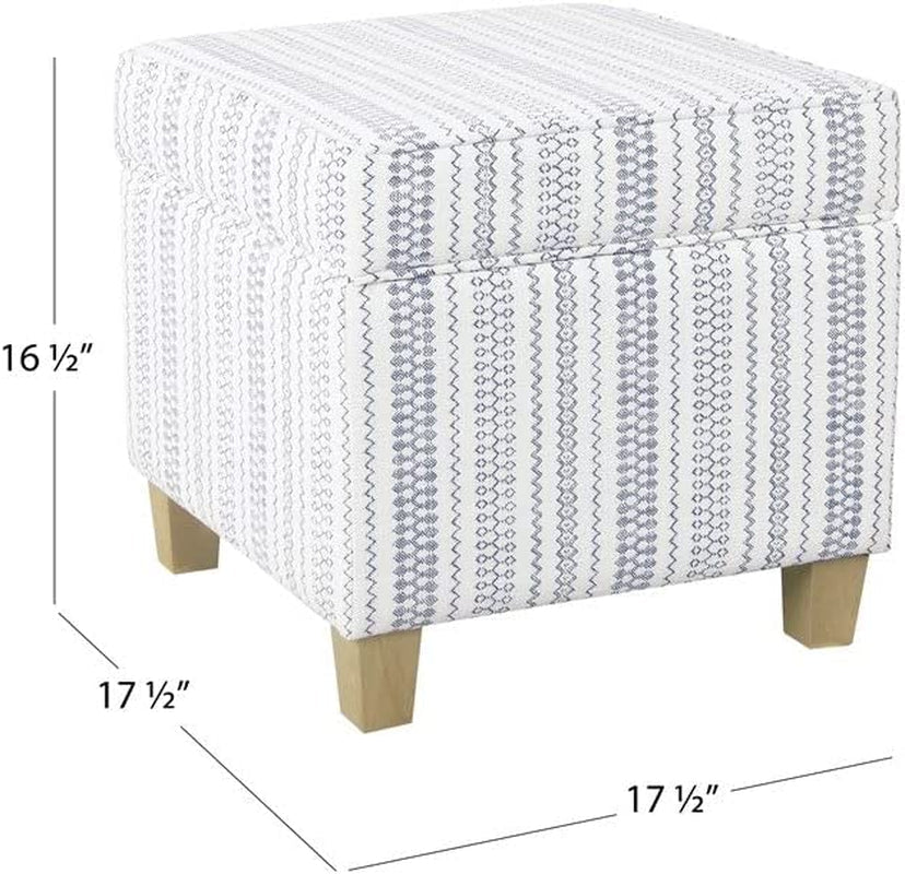 Blue Stripe Ottoman with Storage for Home Decor