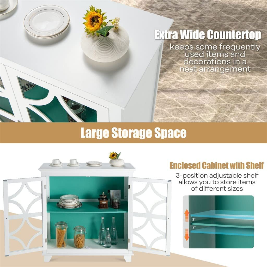 FEER Kitchen Storage Cabinet Buffet Sideboard with Glass Doors and