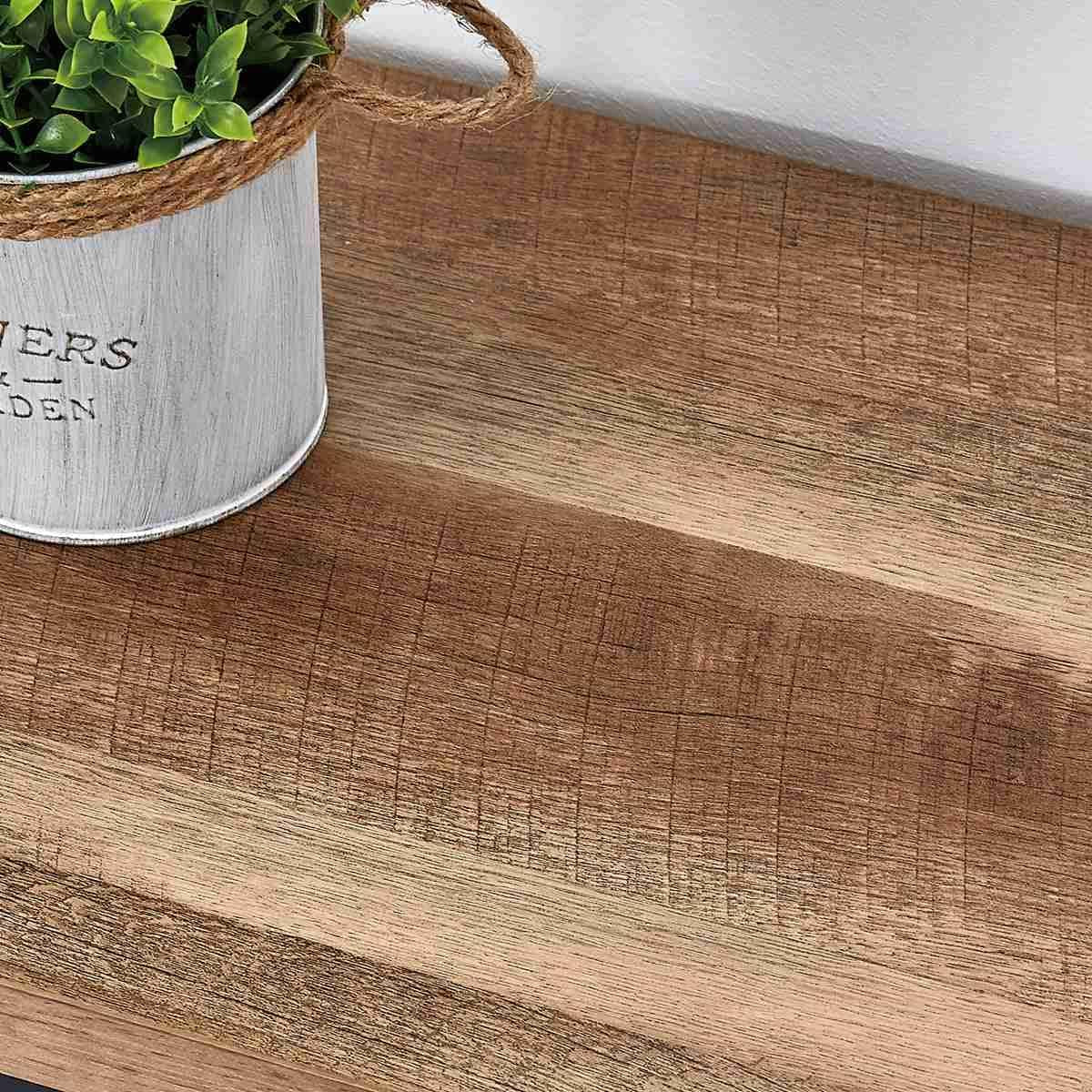 6 Cube Storage Organizer with Shelf, Long Wood and Metal Cubby