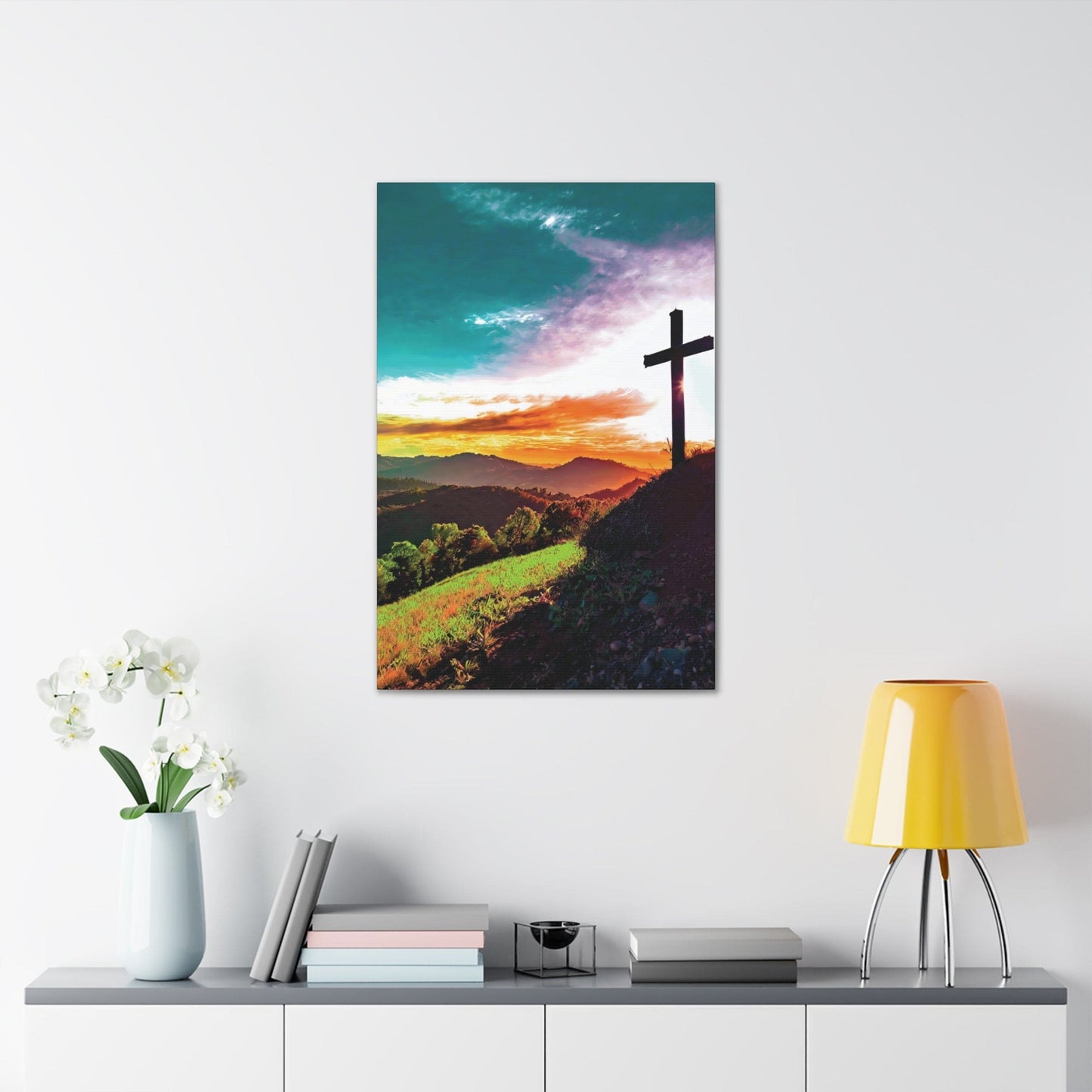 Canvas Wall Art Decor - Cross on Hilltop
