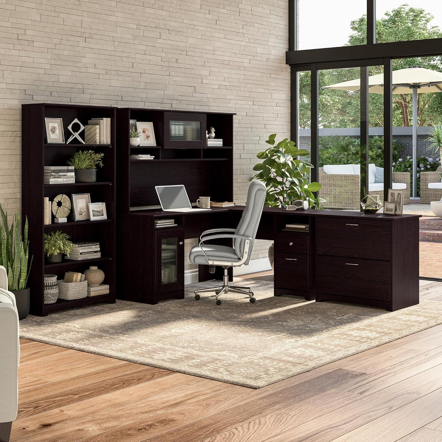 Bush Furniture Tall 5 Shelf Bookcase, Large Open Bookshelf, Sturdy