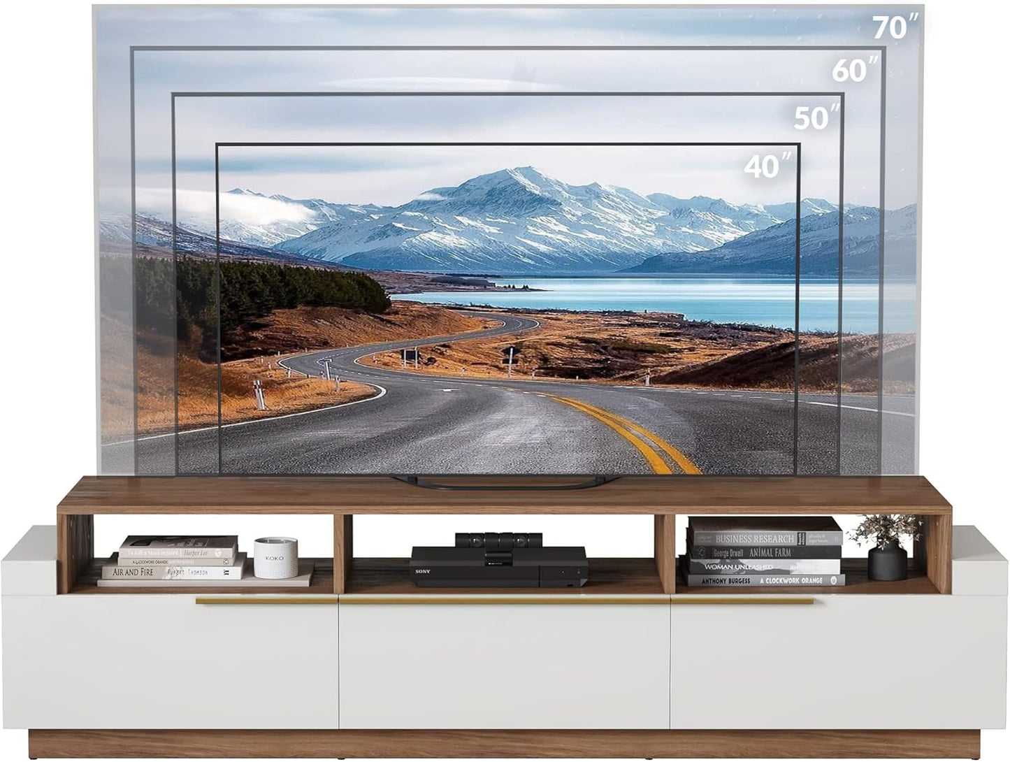 70" TV Stand for TV up to 70", Modern Home Entertainment Center with
