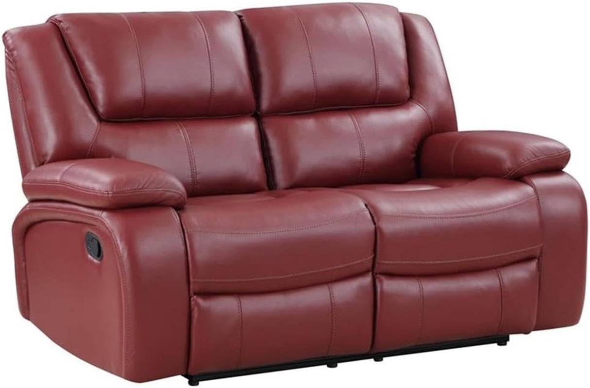 Red Faux Leather Reclining Loveseat rana