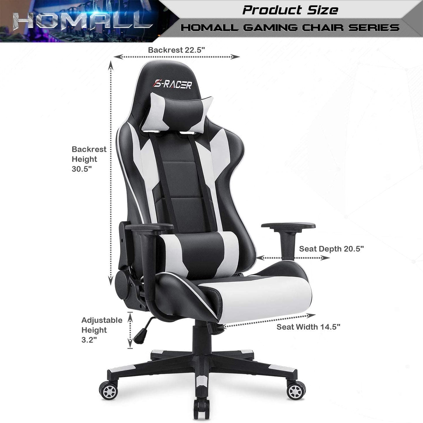 Gaming Chair, Office Chair High Back Computer Chair Leather Desk Chair