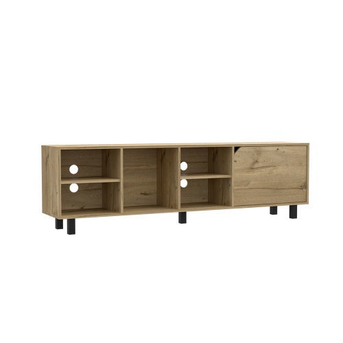 TV Stand For TVs Up 70 Estocolmo, Four Open Shelves, Light Oak Finish
