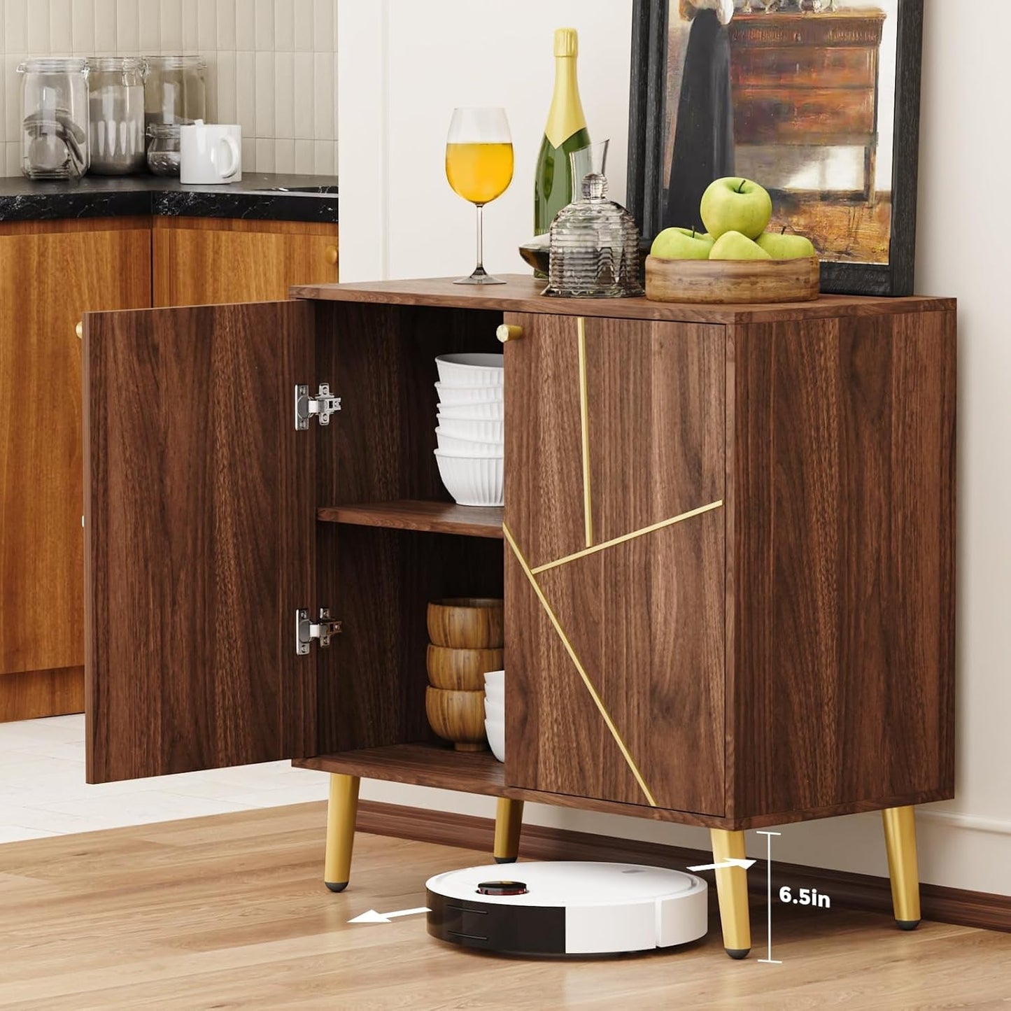 Storage Cabinet with Doors, Modern Sideboard Accent Cabinet, Buffet