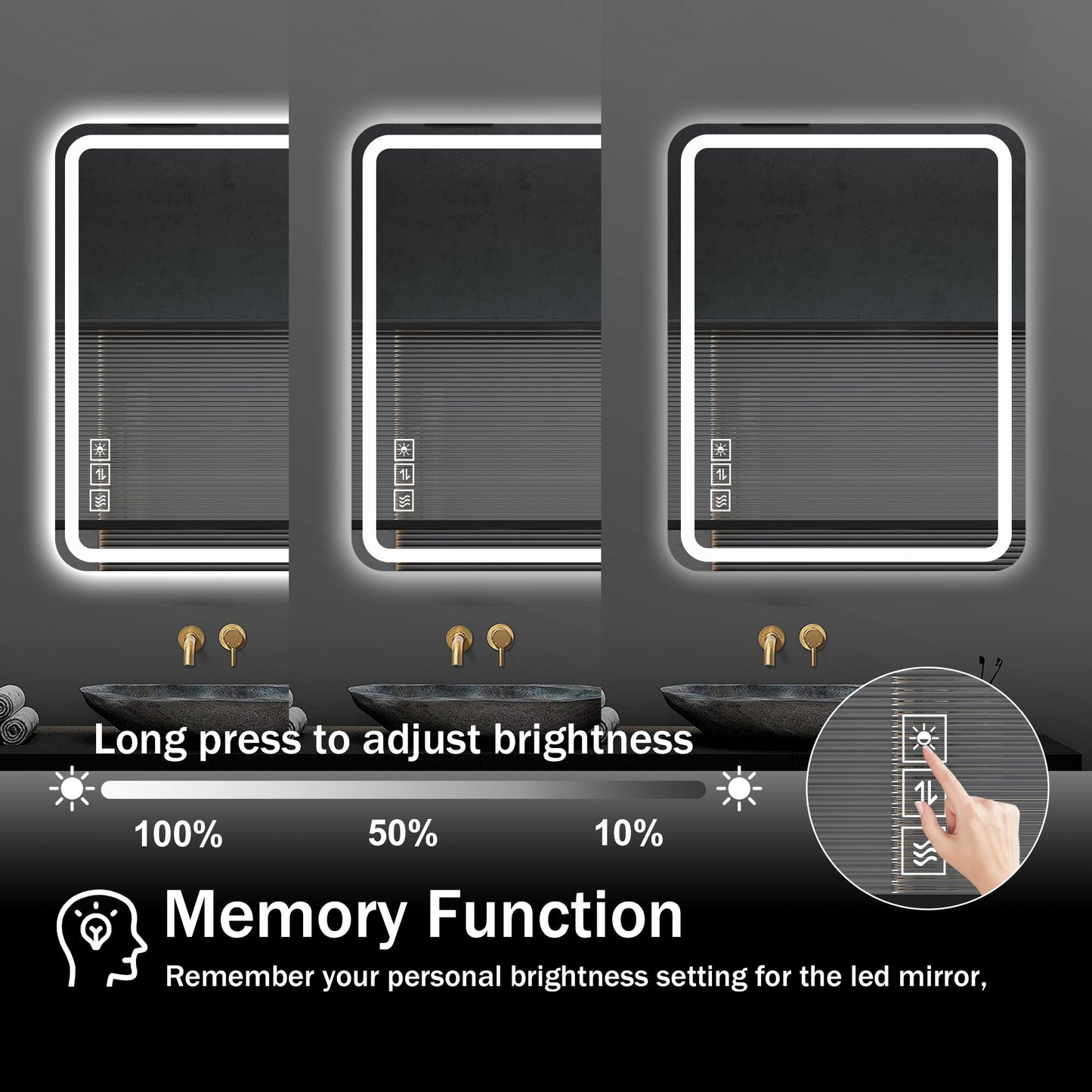 40x32 Inch LED Bathroom Mirror Vanity Mirrors with Front Lights Wall