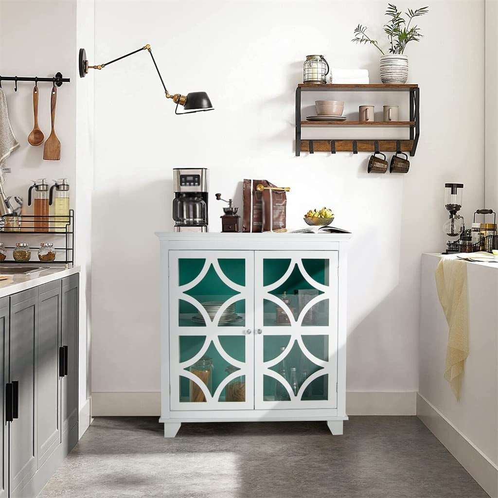 FEER Kitchen Storage Cabinet Buffet Sideboard with Glass Doors and