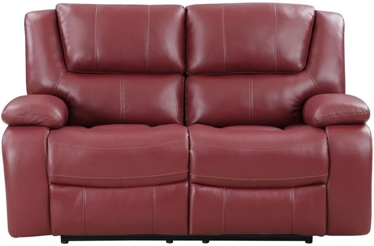 Red Faux Leather Reclining Loveseat rana