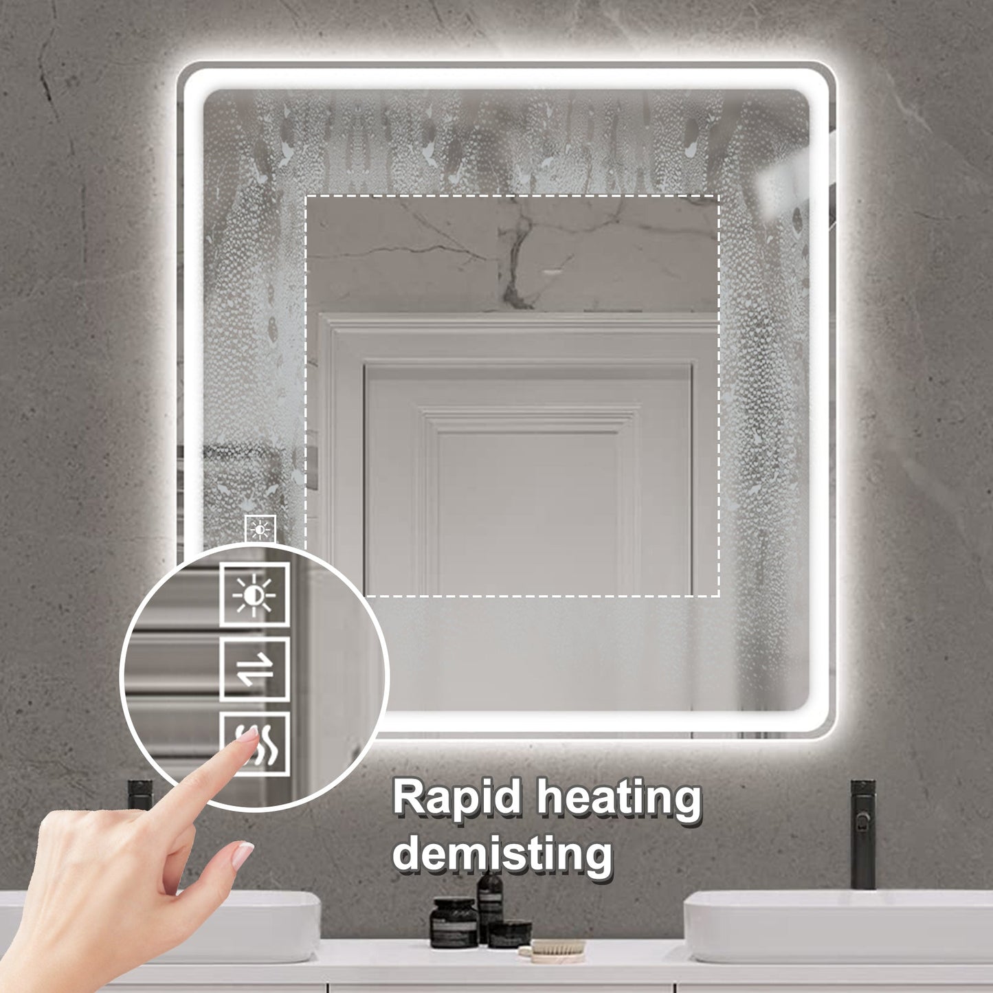 40x32 Inch LED Bathroom Mirror Vanity Mirrors with Front Lights Wall