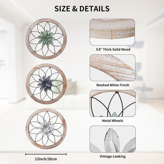 Round Farmhouse Wall Decor Floral Medallion Rustic Set